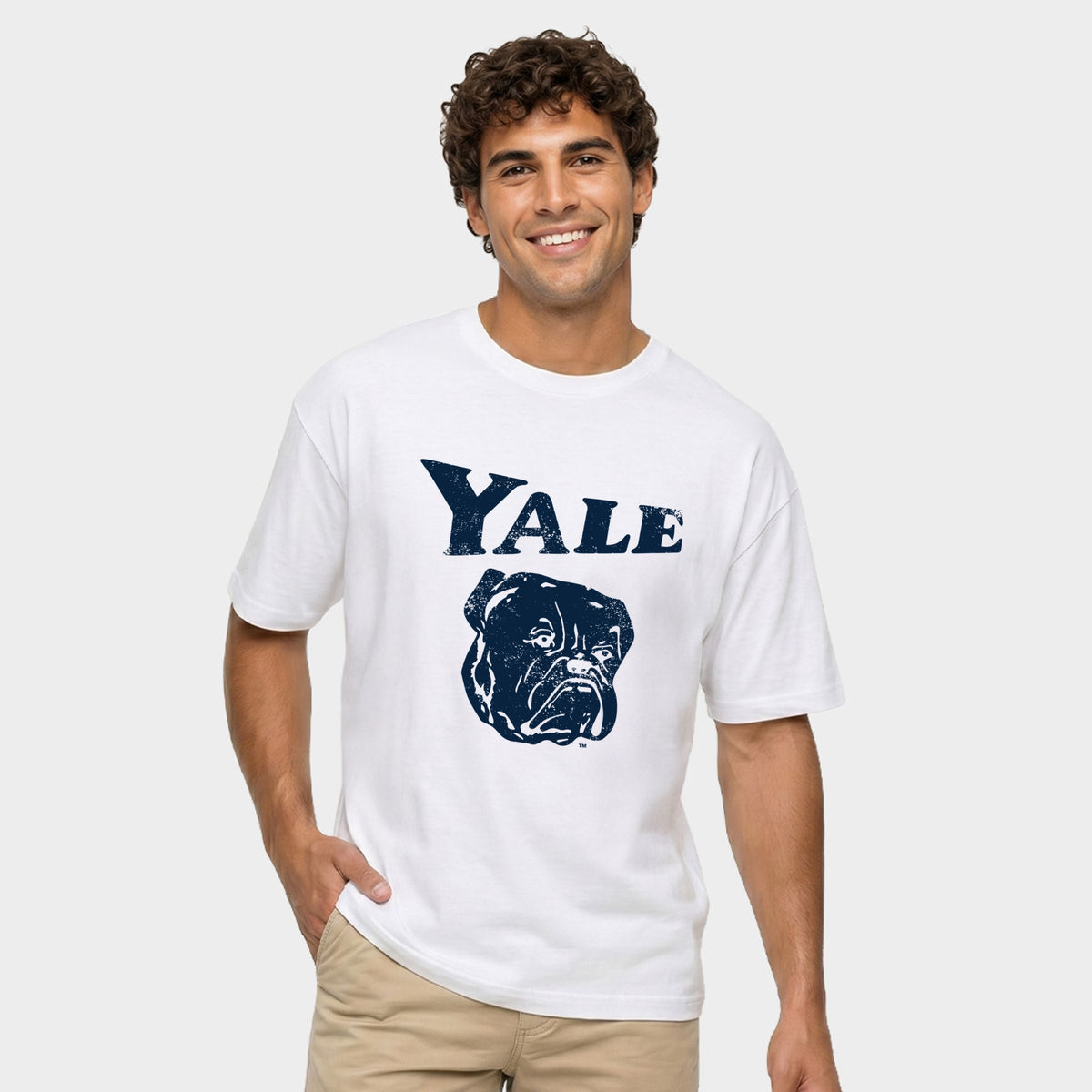 Yale Bulldog Distressed - Men's Garment Dyed Graphic T-Shirt
