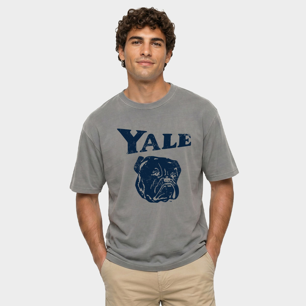 Yale Bulldog Distressed - Men's Garment Dyed Graphic T-Shirt