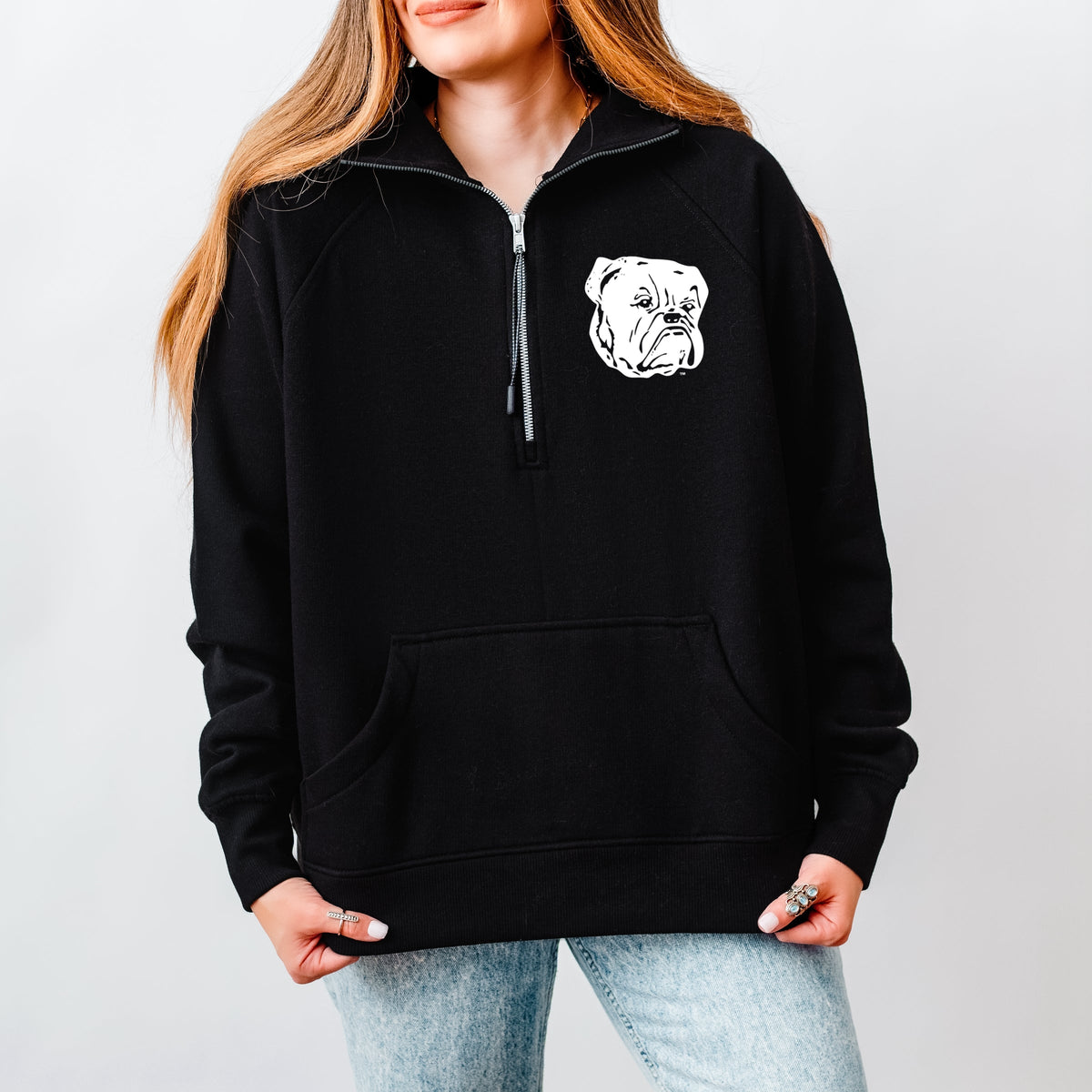 Yale Bulldog Face - Women's Quarter Zip Fleece Graphic Sweatshirt