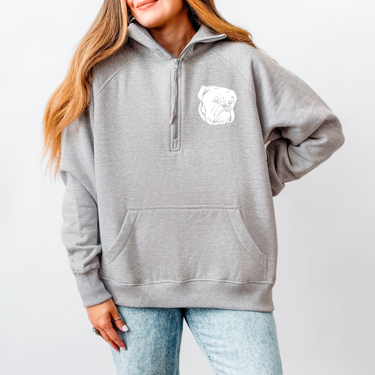 Yale Bulldog Face - Women's Quarter Zip Fleece Graphic Sweatshirt