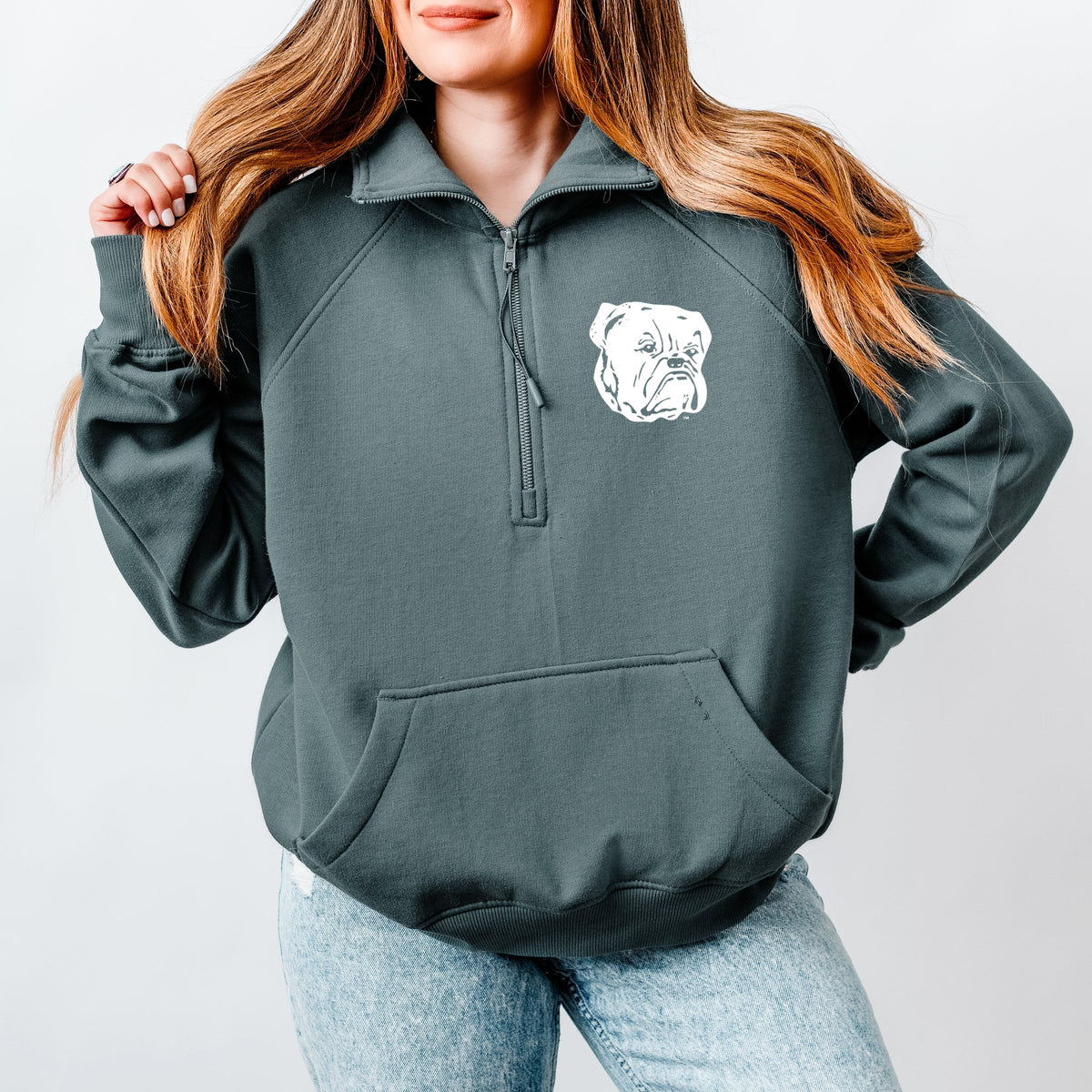 Yale Bulldog Face - Women's Quarter Zip Fleece Graphic Sweatshirt
