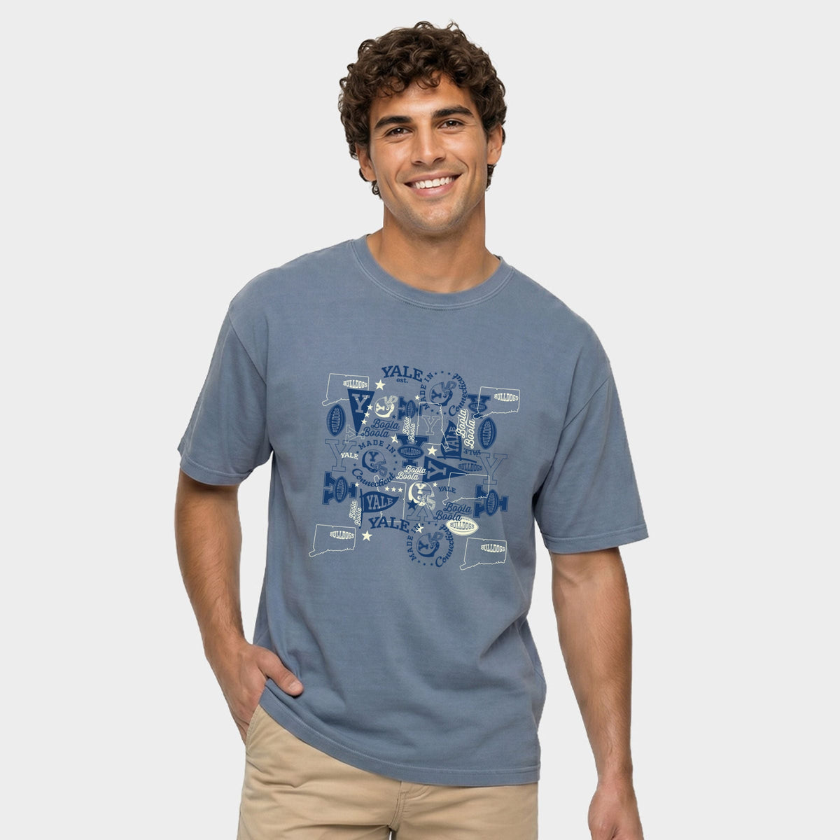 Yale Pattern - Men's Garment Dyed Graphic T-Shirt