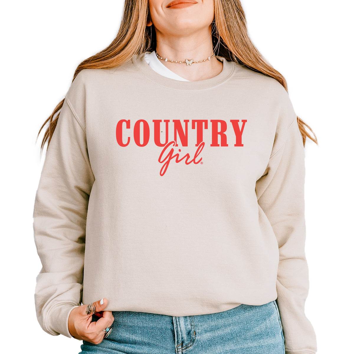 Country Girl Puff Print - Women's Graphic Sweatshirt
