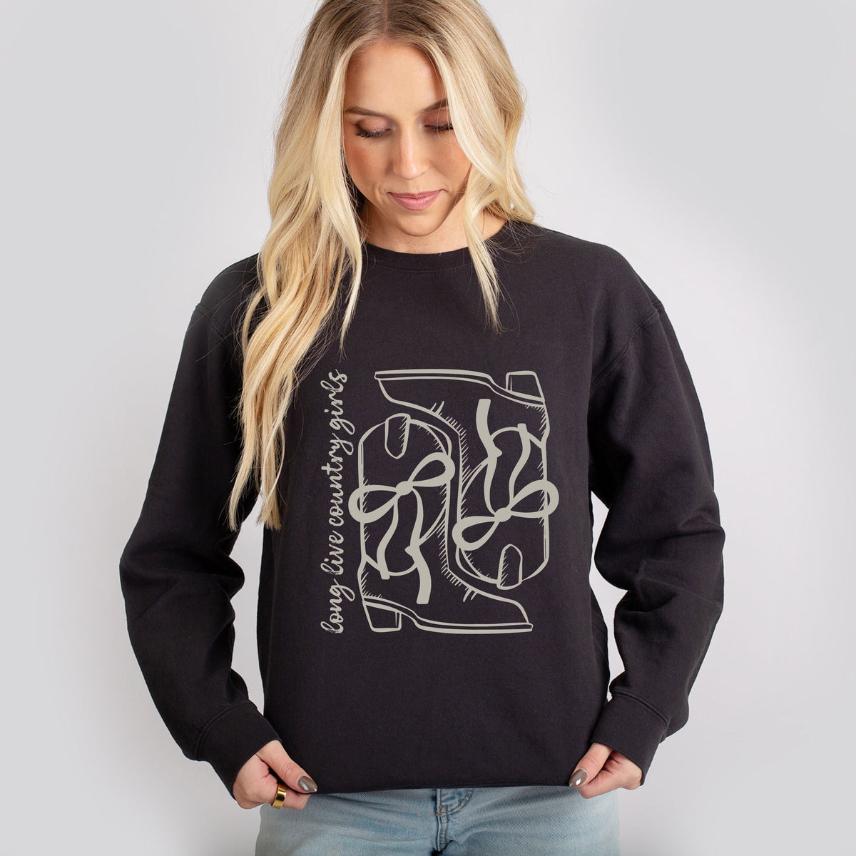 Long Live Country Girls Boots - Women's Lightweight Garment Dyed Sweatshirt