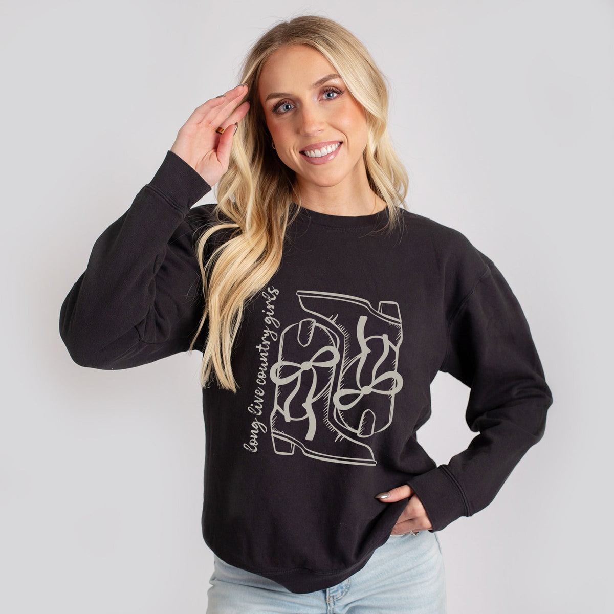 Long Live Country Girls Boots - Women's Lightweight Garment Dyed Sweatshirt