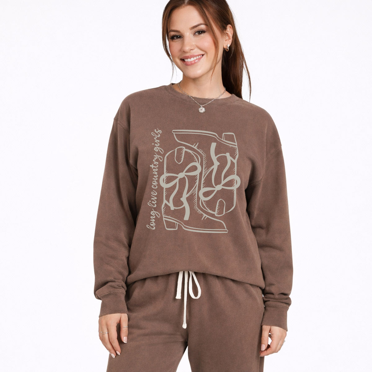 Long Live Country Girls Boots - Women's Lightweight Garment Dyed Sweatshirt