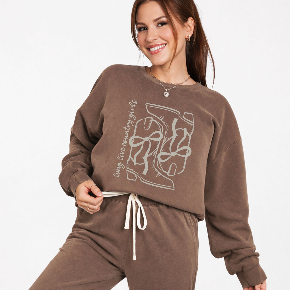 Long Live Country Girls Boots - Women's Lightweight Garment Dyed Sweatshirt