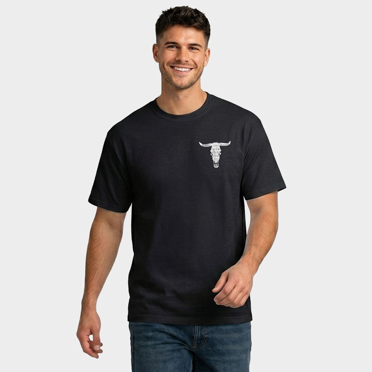 Country Boy® Cow Skull Distressed - Men's Garment Dyed Graphic T-Shirt