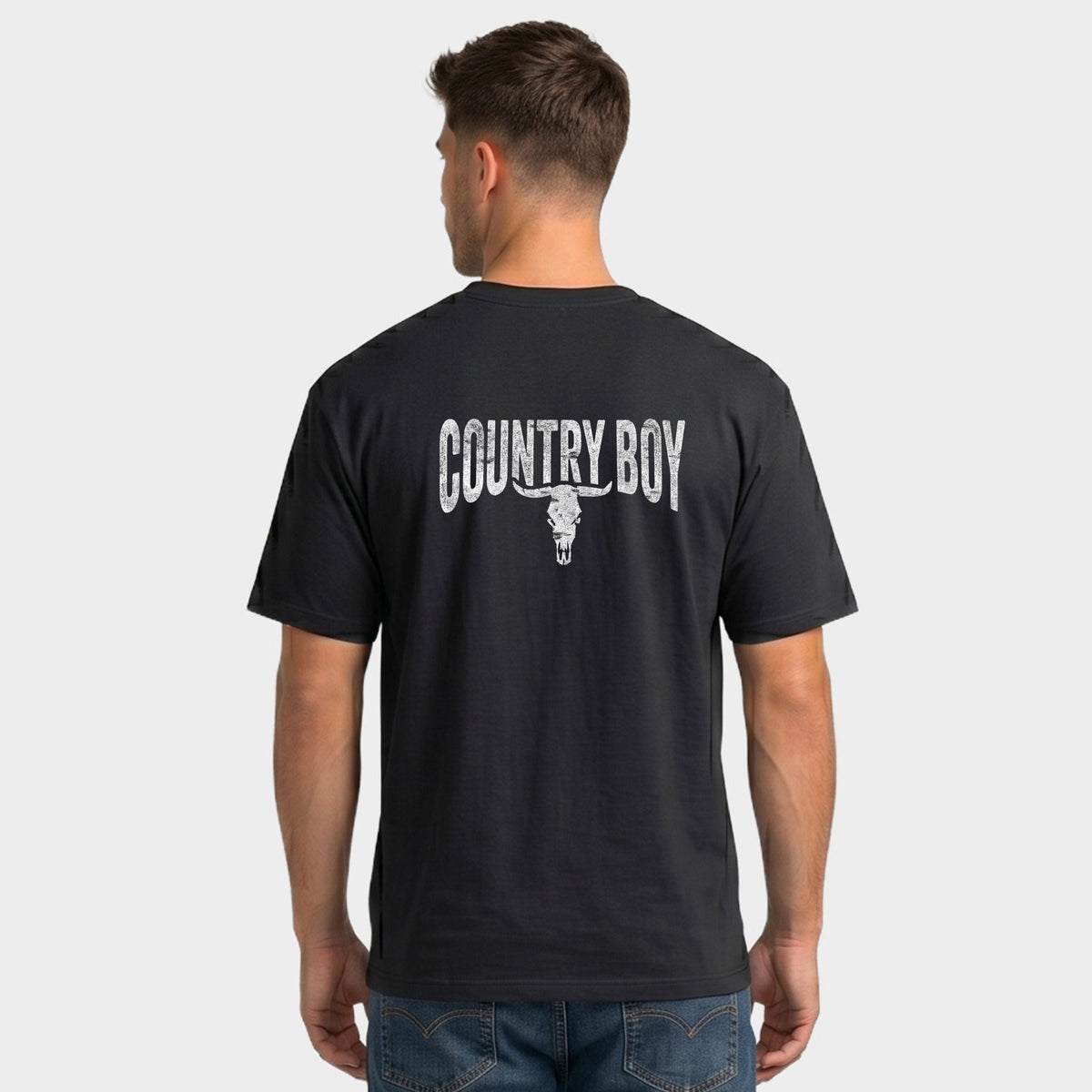 Country Boy® Cow Skull Distressed - Men's Garment Dyed Graphic T-Shirt