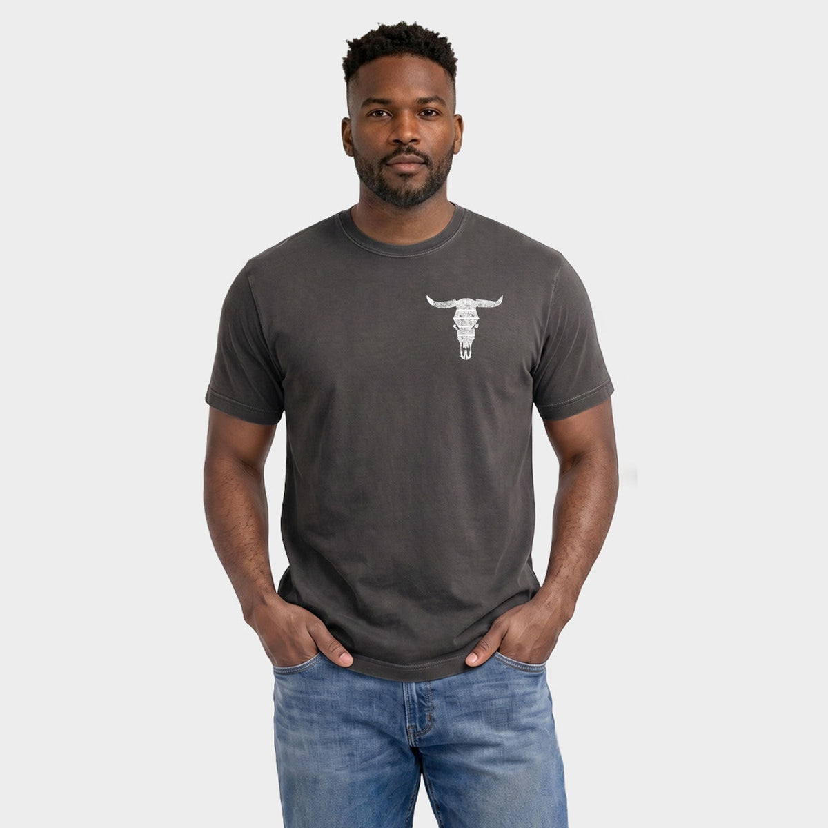 Country Boy® Cow Skull Distressed - Men's Garment Dyed Graphic T-Shirt