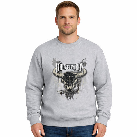 Country Boy® Cow Skull Grunge - Men's Graphic Sweatshirt
