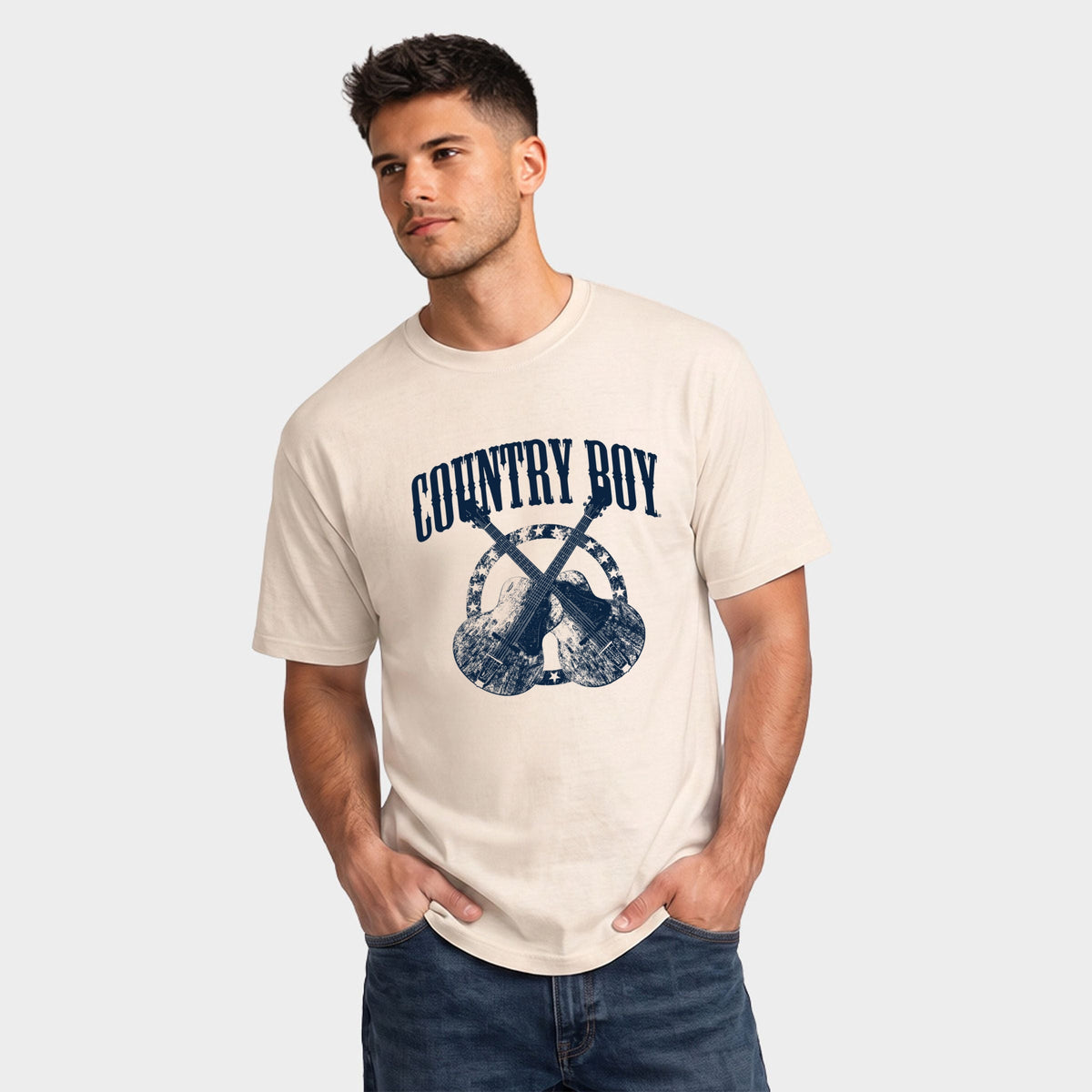 Country Boy® Blue Guitars - Men's Garment Dyed Graphic T-Shirt