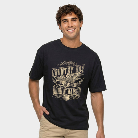 Country Boy® Born N' Raised Eagle - Men's Garment Dyed Graphic T-Shirt