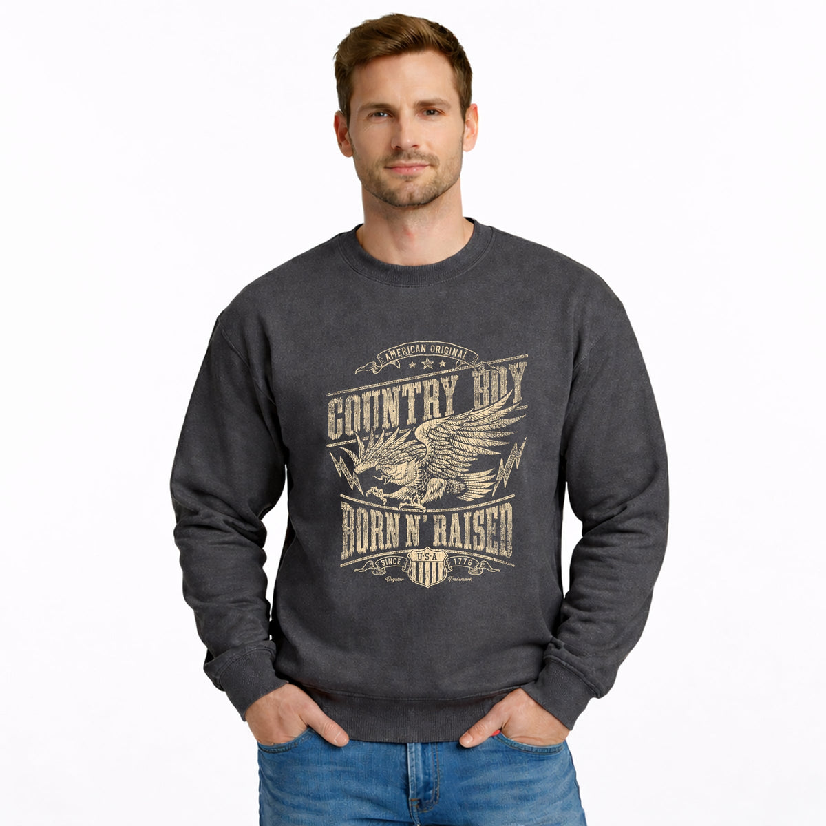 Country Boy® Born N' Raised Eagle - Men's Graphic Sweatshirt