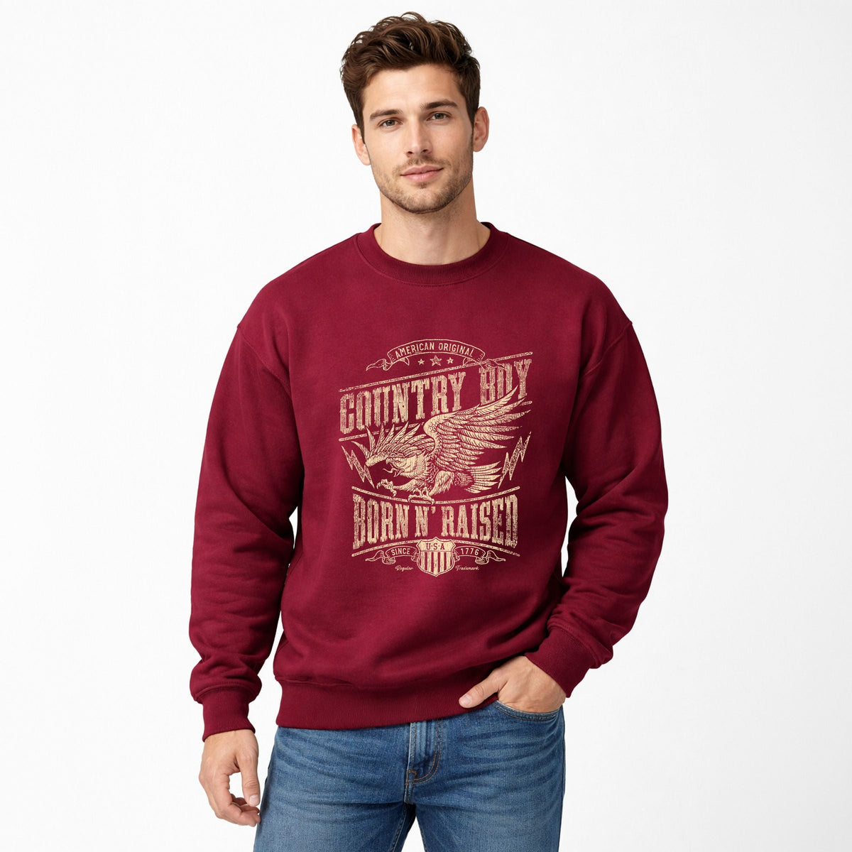 Country Boy® Born N' Raised Eagle - Men's Graphic Sweatshirt