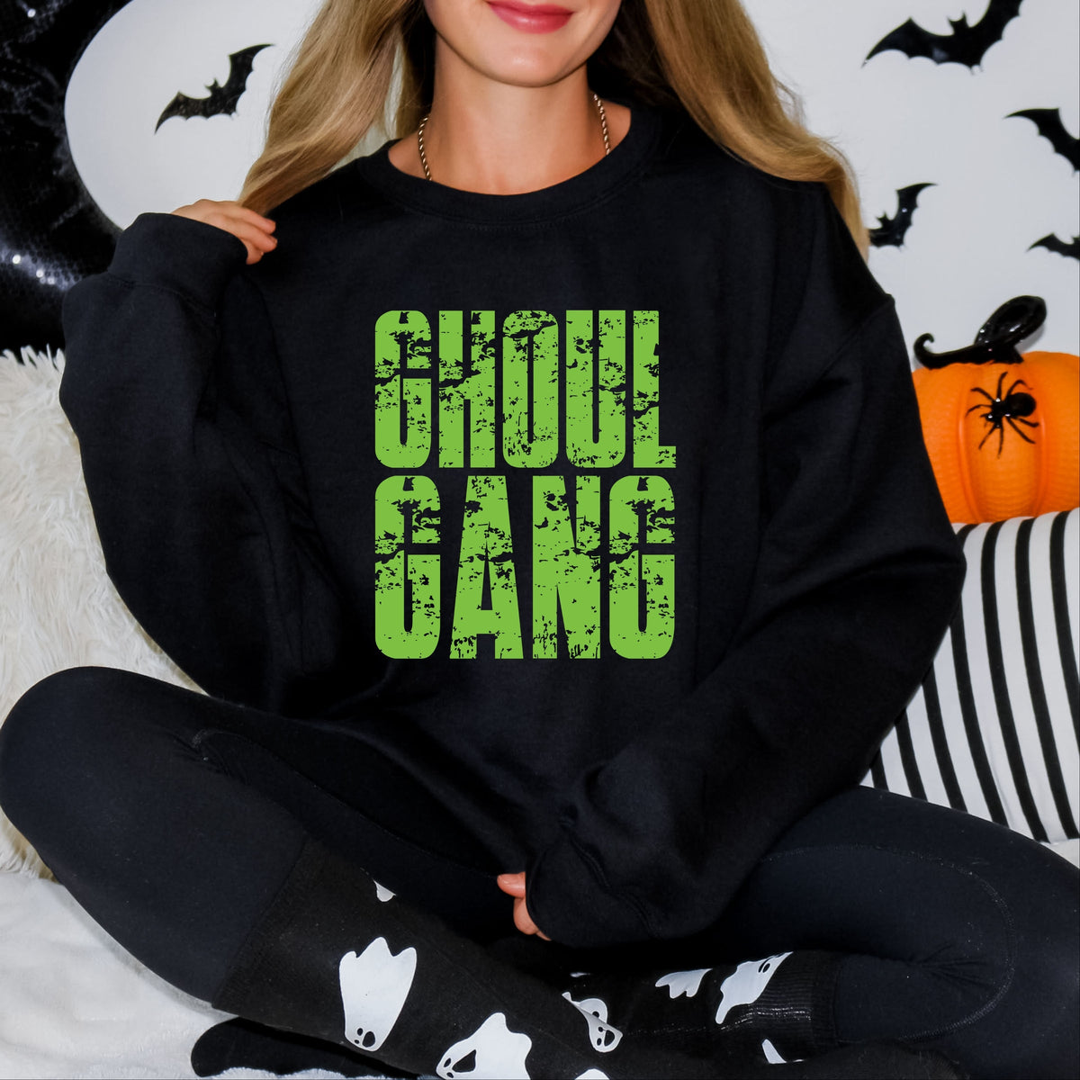 Ghoul Gang Block Distressed - Women's Graphic Sweatshirt