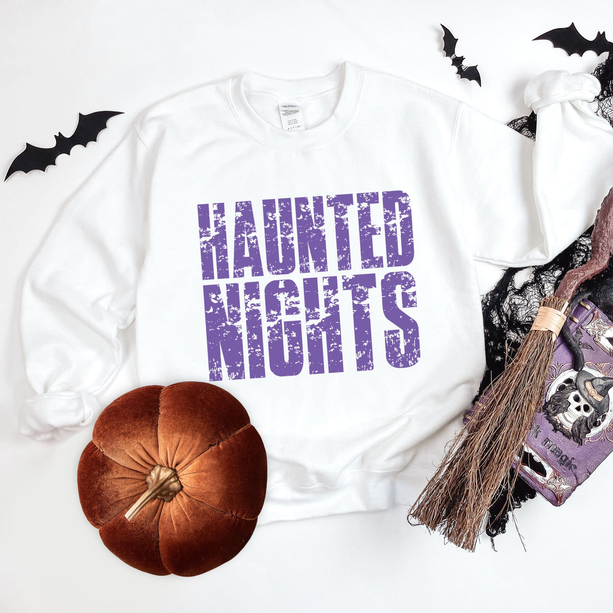 Haunted Nights Block Distressed - Women's Graphic Sweatshirt