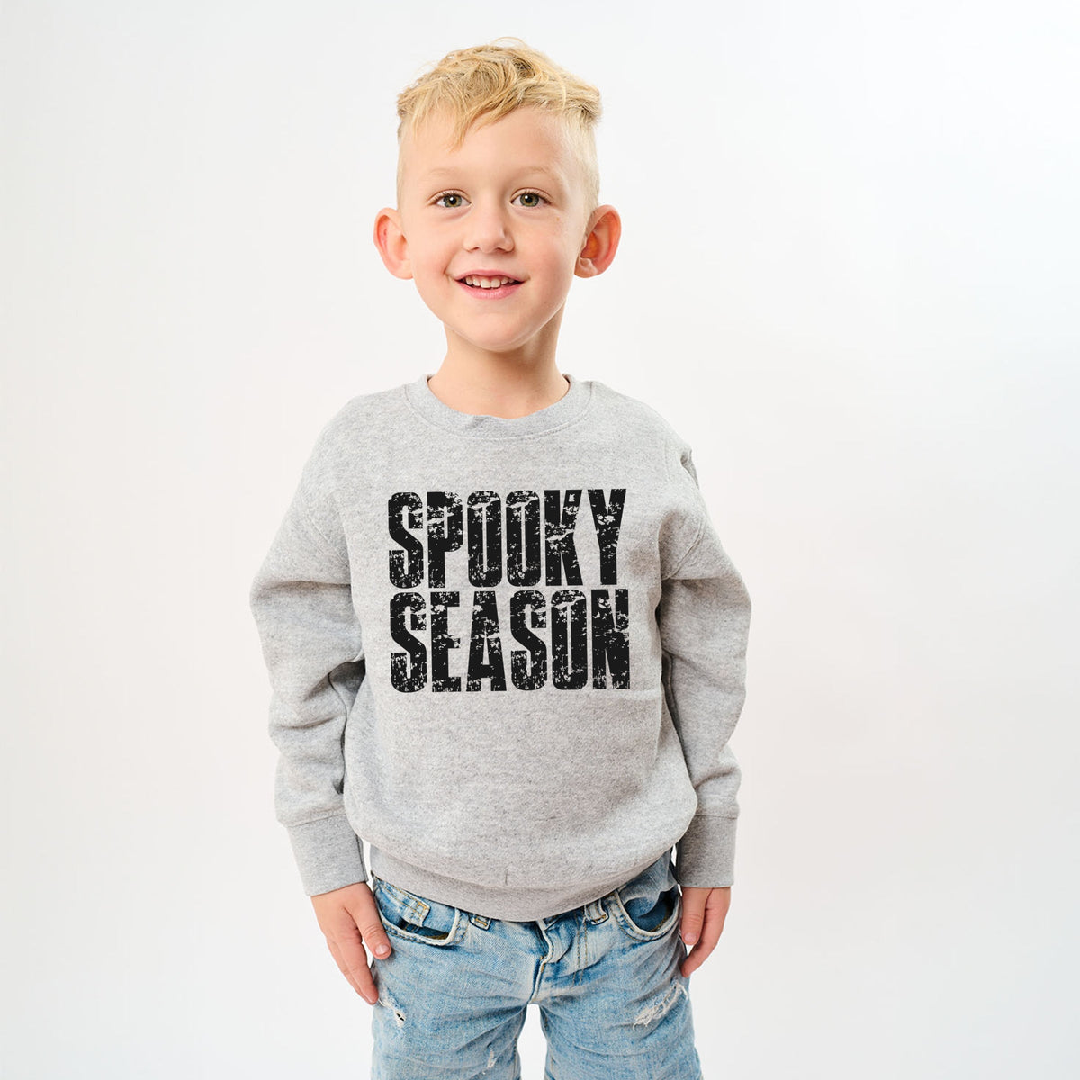 Spooky Season Block Distressed - Youth Graphic Sweatshirt