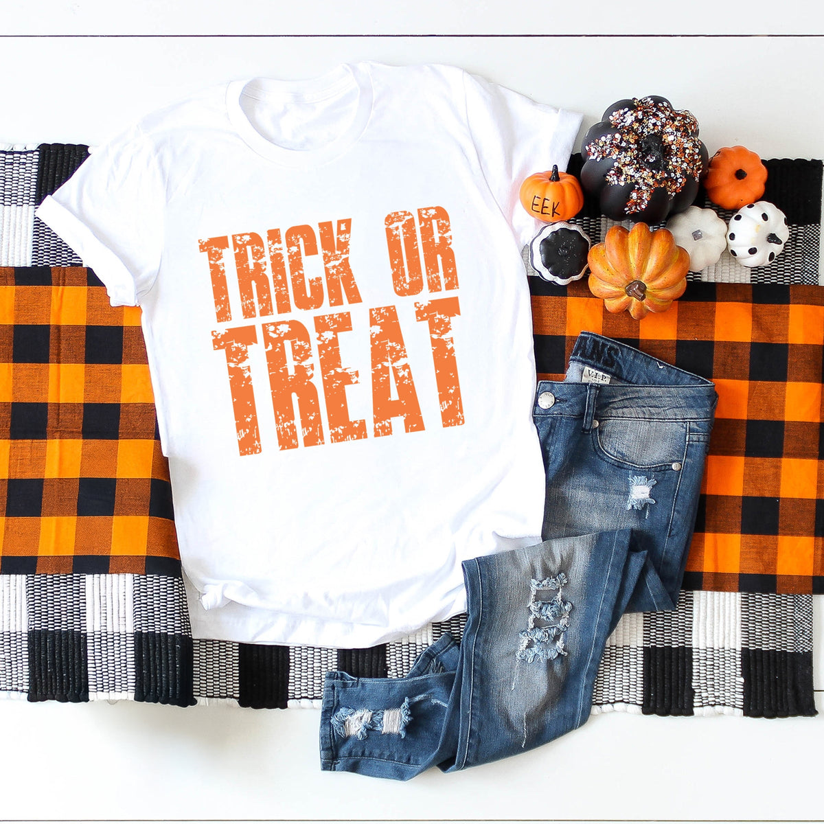 Trick or Treat Block Distressed - Women's Short Sleeve Graphic T-Shirt