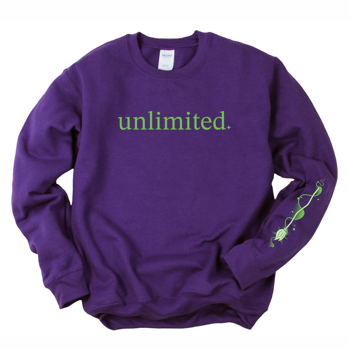 Unlimited Green Broom Front & Full Sleeve Design - Women's Graphic Sweatshirt