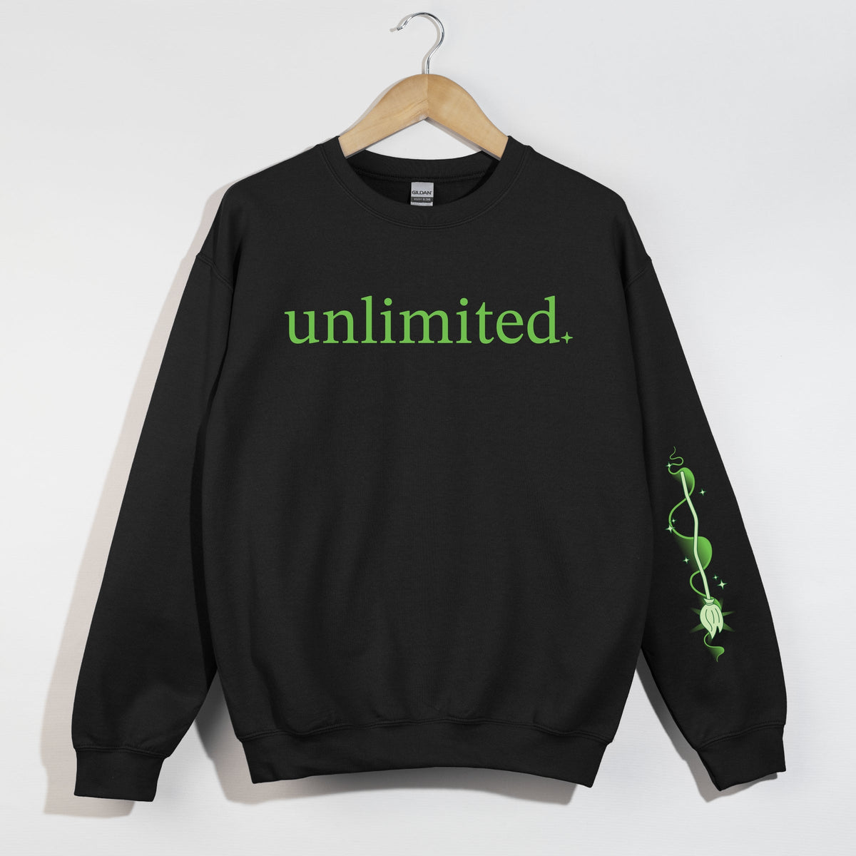 Unlimited Green Broom Front & Full Sleeve Design - Women's Graphic Sweatshirt