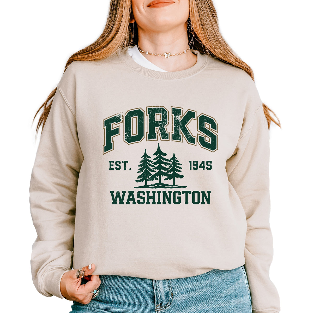 Forks Washington Distressed - Women's Graphic Sweatshirt