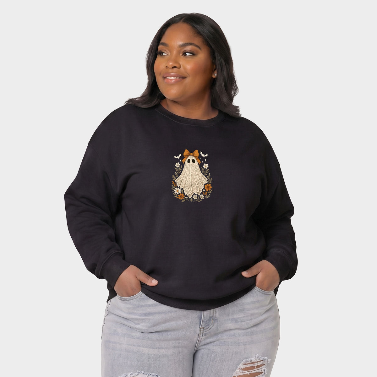 Coquette Lace Ghost  -  Women's Plus Sized Graphic Sweatshirt