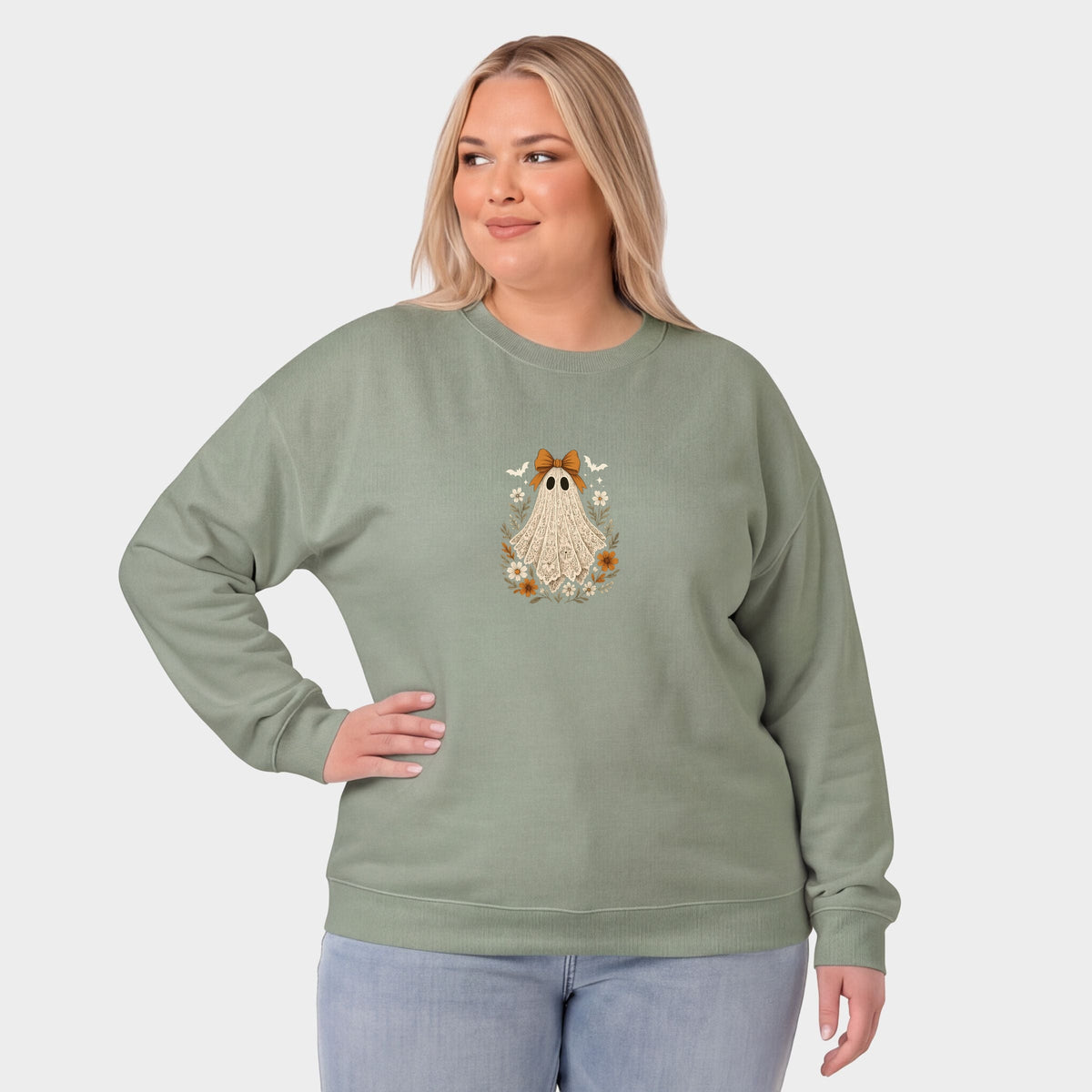 Coquette Lace Ghost  -  Women's Plus Sized Graphic Sweatshirt
