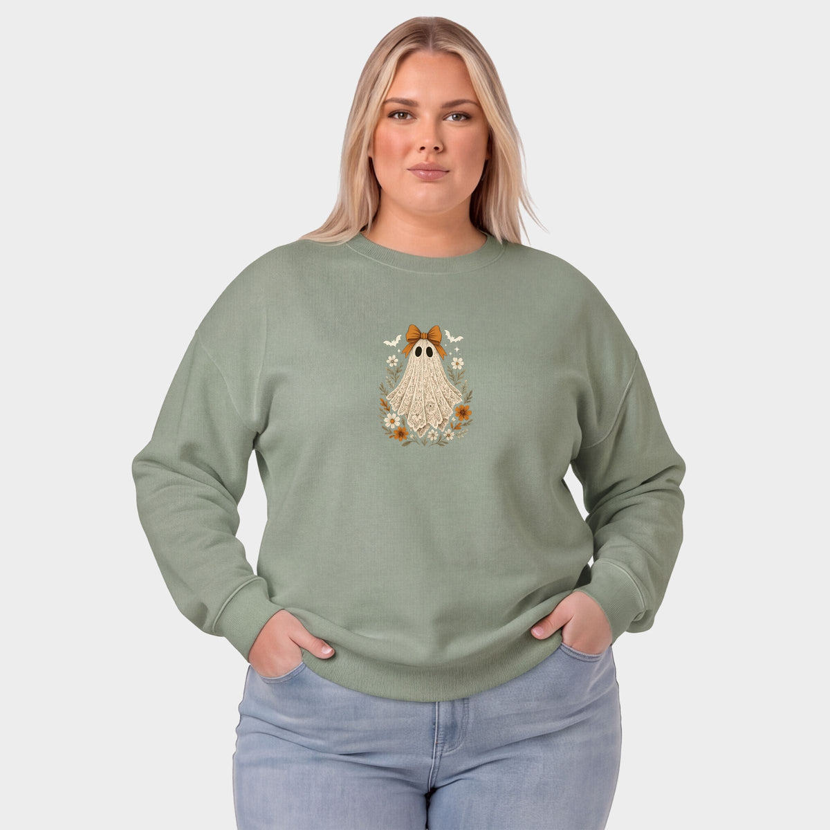 Coquette Lace Ghost  -  Women's Plus Sized Graphic Sweatshirt