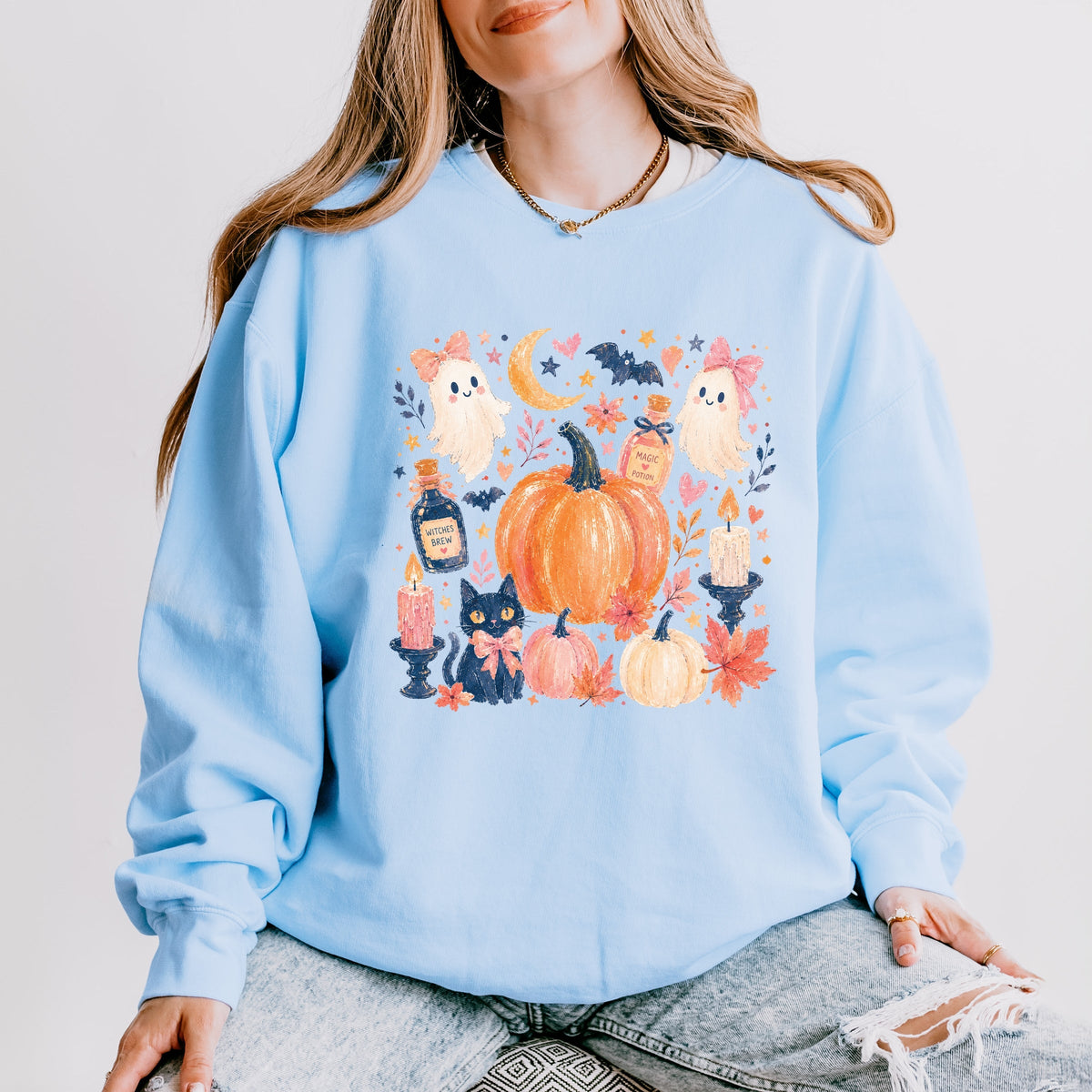 Coquette Halloween Floral  - Women's Lightweight Garment Dyed Sweatshirt