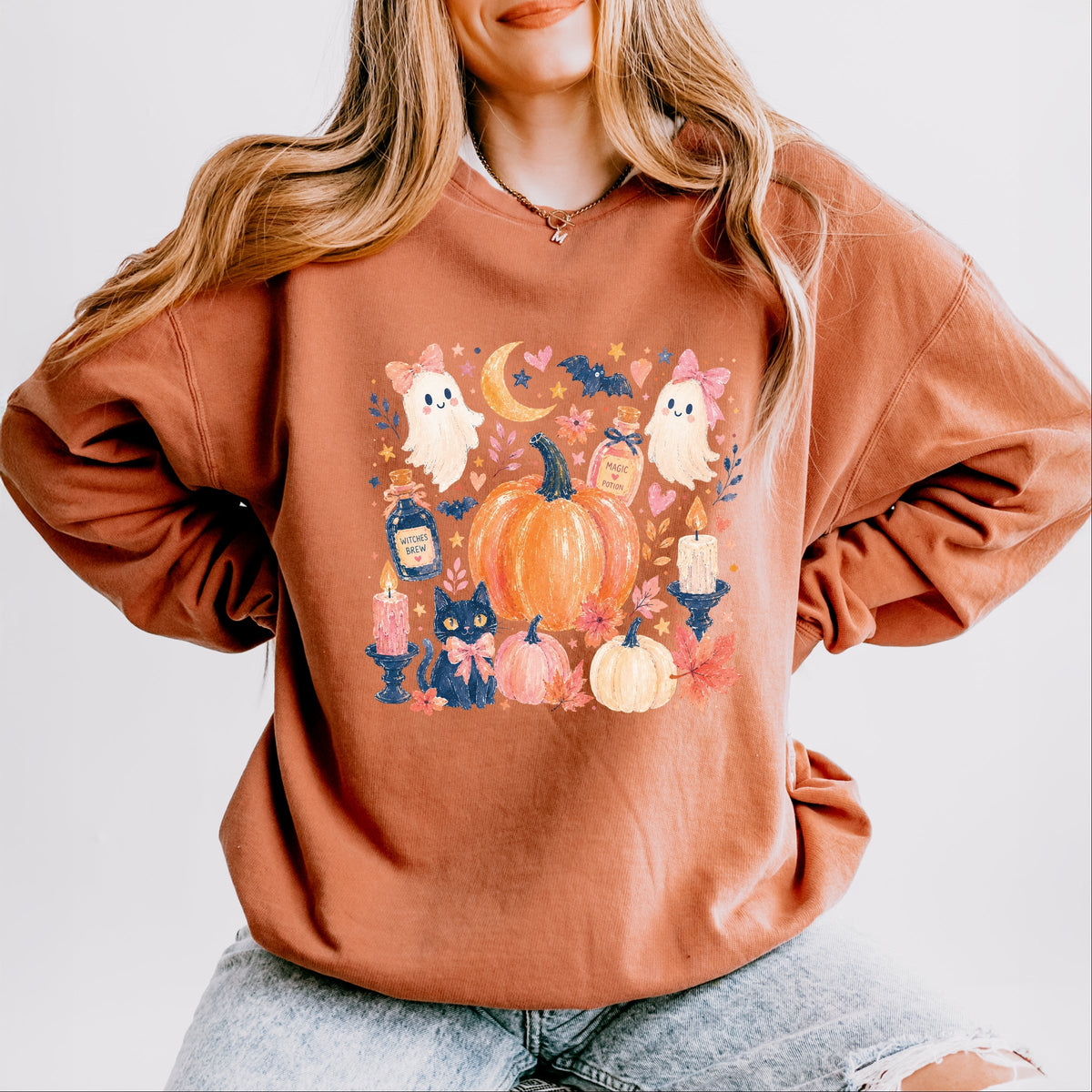 Coquette Halloween Floral  - Women's Lightweight Garment Dyed Sweatshirt