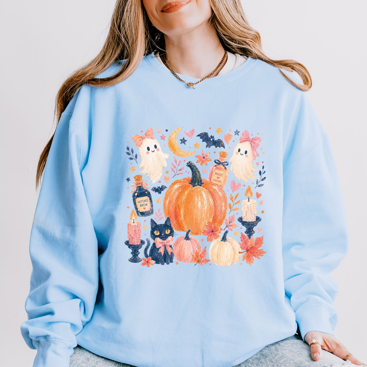 Coquette Halloween Floral  - Women's Lightweight Garment Dyed Sweatshirt