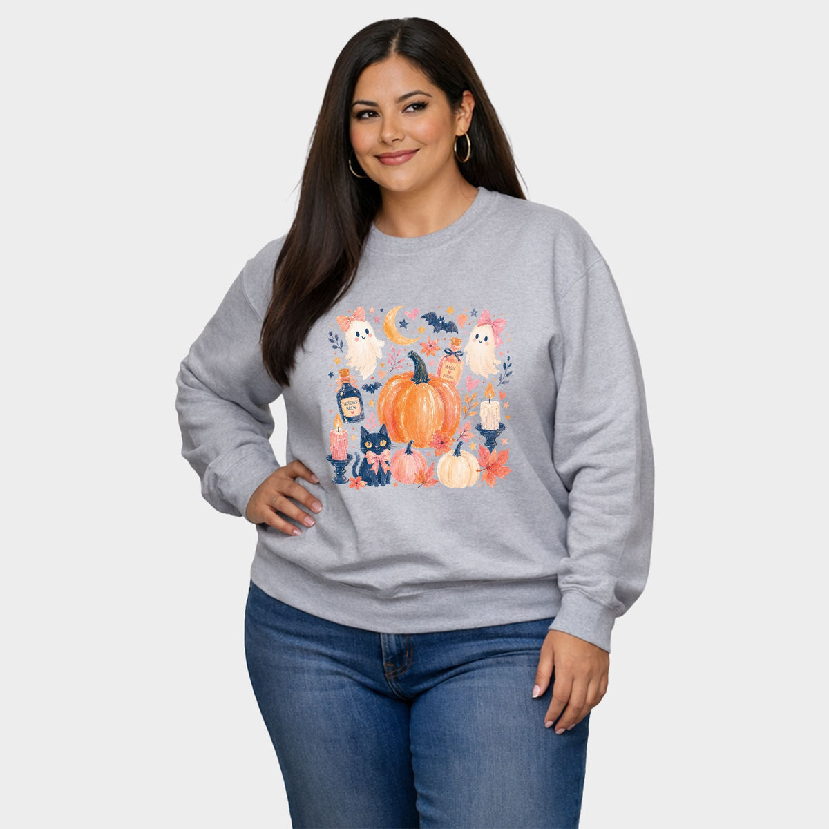Coquette Halloween Floral  -  Women's Plus Sized Graphic Sweatshirt