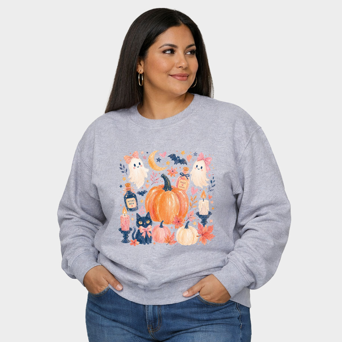 Coquette Halloween Floral  -  Women's Plus Sized Graphic Sweatshirt