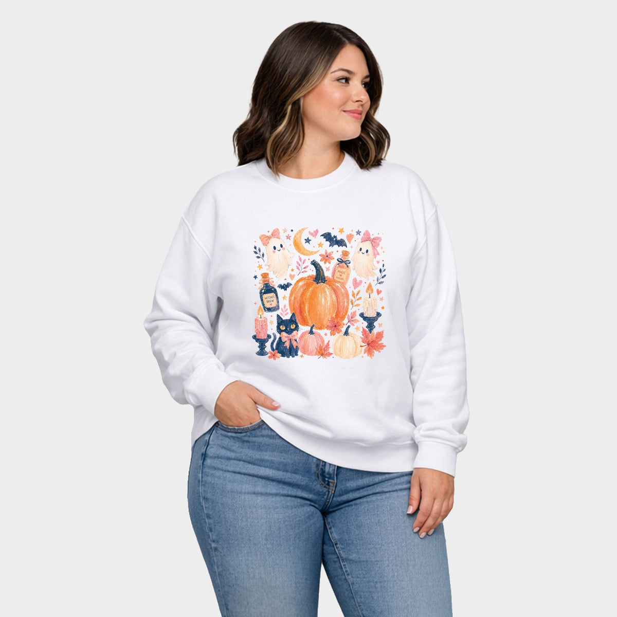 Coquette Halloween Floral  -  Women's Plus Sized Graphic Sweatshirt