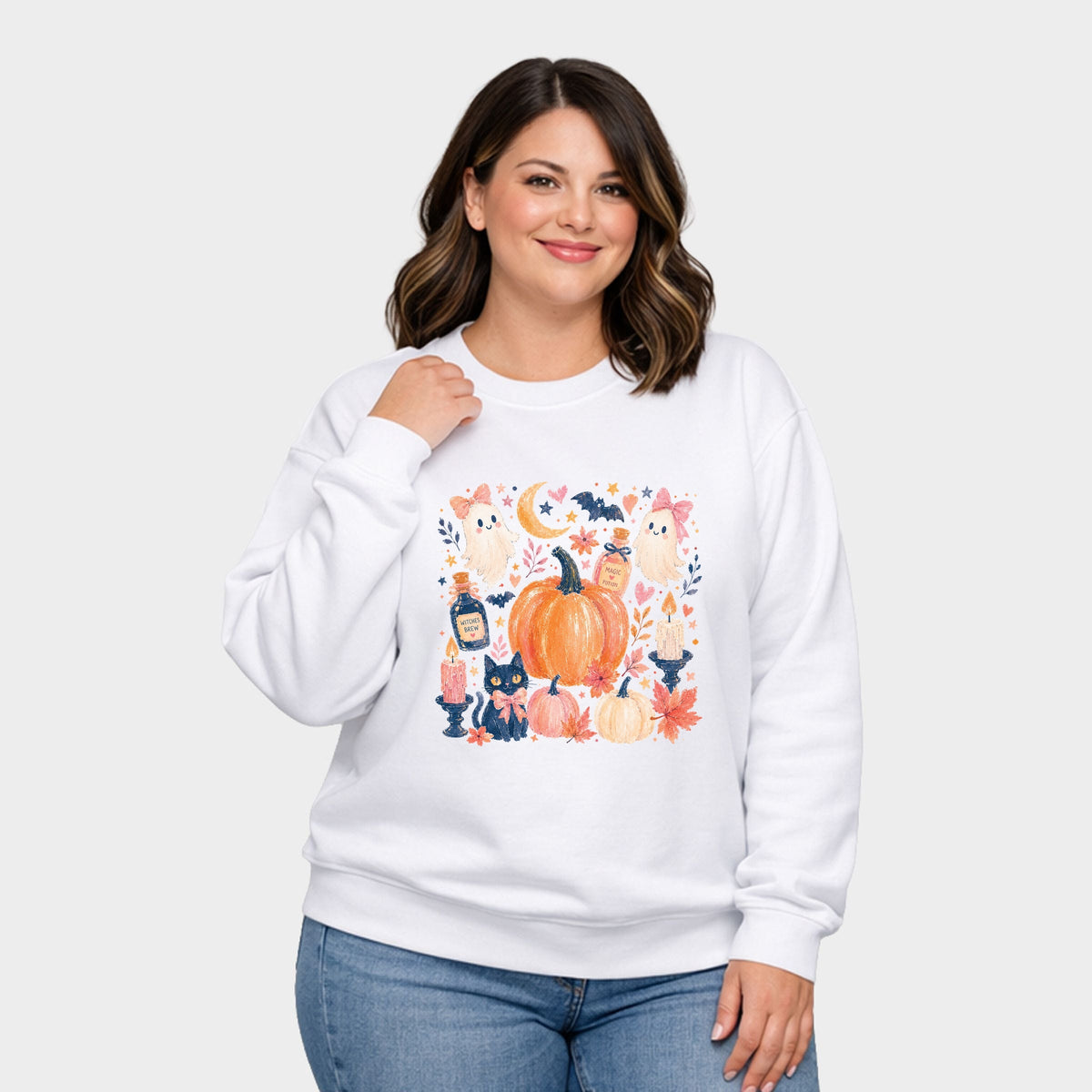 Coquette Halloween Floral  -  Women's Plus Sized Graphic Sweatshirt