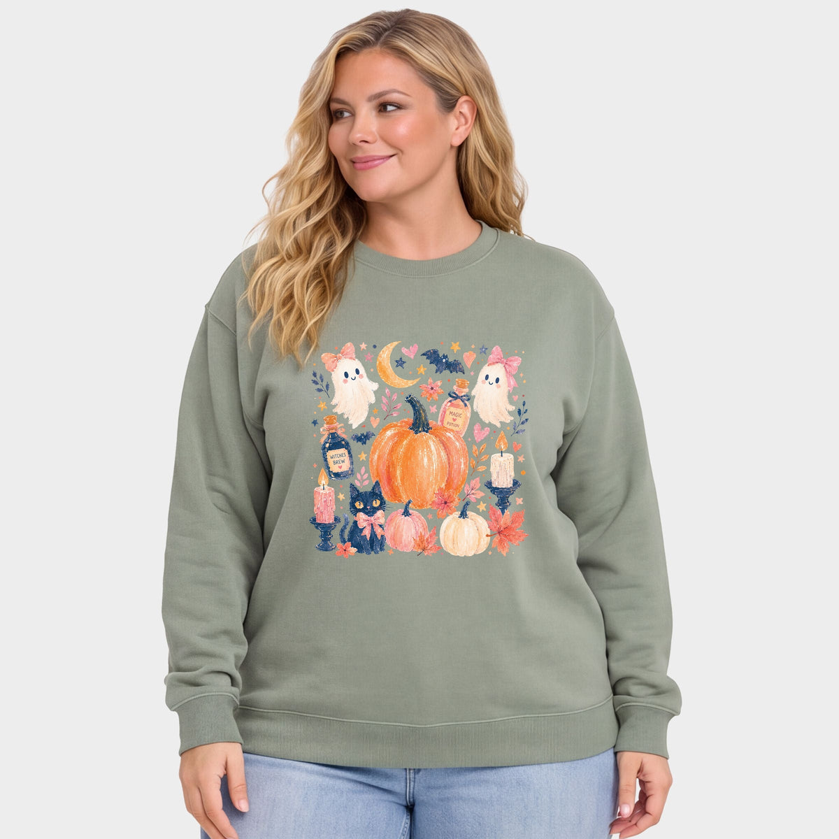 Coquette Halloween Floral  -  Women's Plus Sized Graphic Sweatshirt
