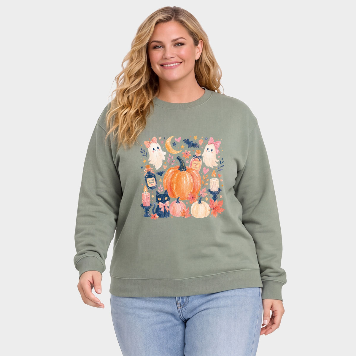 Coquette Halloween Floral  -  Women's Plus Sized Graphic Sweatshirt