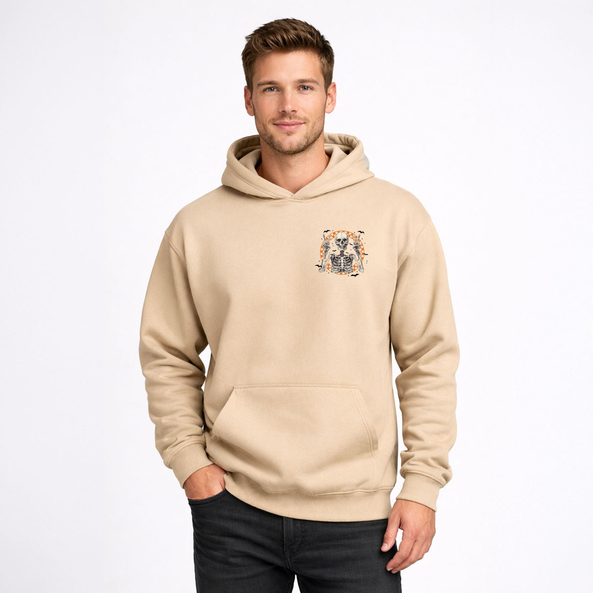 Peace Sign Skeleton - Men's Graphic Hoodie