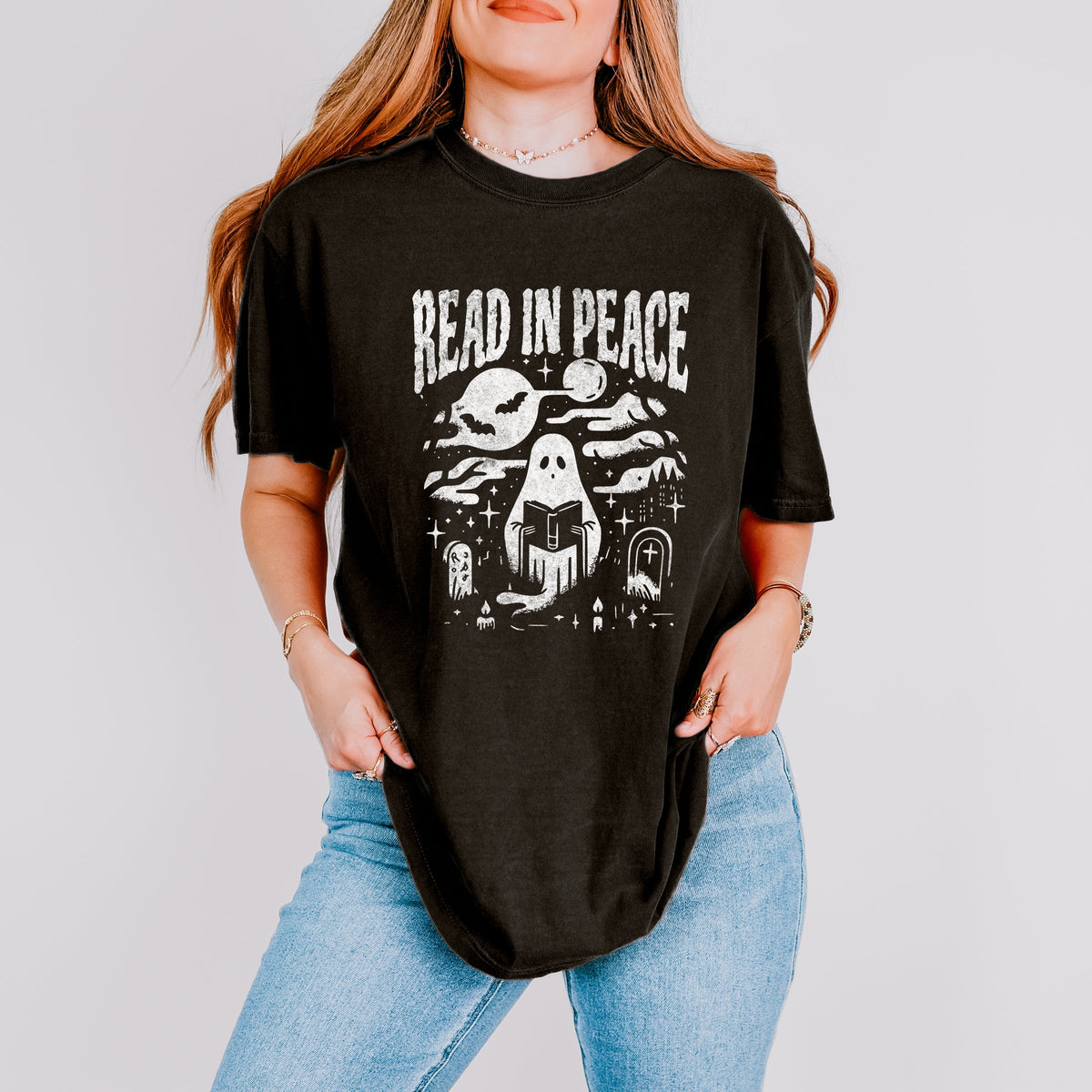 Read In Peace Book Club - Women's Garment Dyed Graphic T-Shirt
