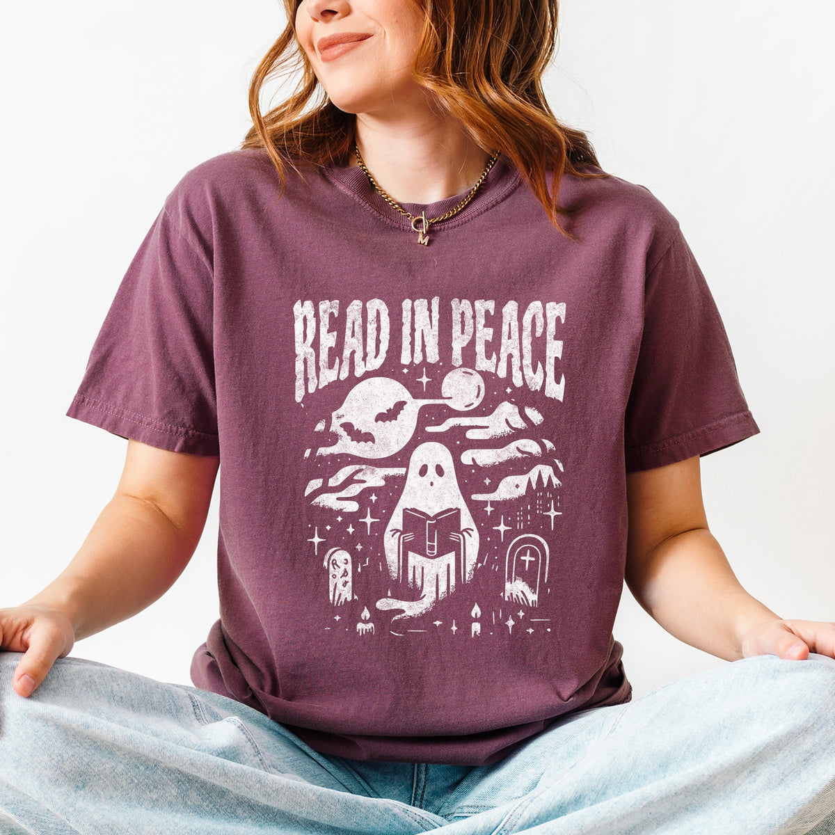 Read In Peace Book Club - Women's Garment Dyed Graphic T-Shirt