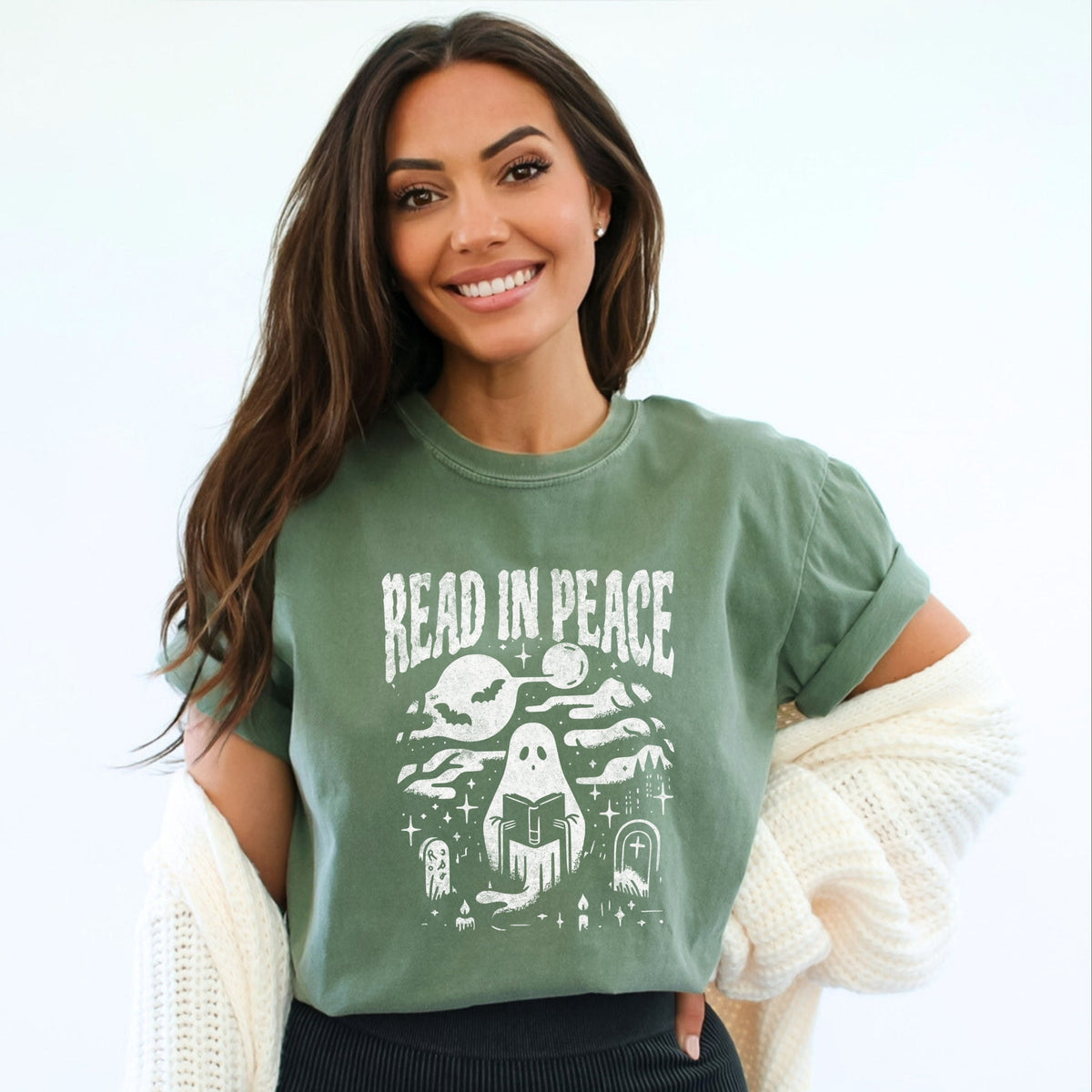 Read In Peace Book Club - Women's Garment Dyed Graphic T-Shirt