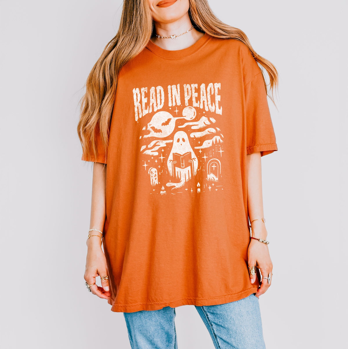 Read In Peace Book Club - Women's Garment Dyed Graphic T-Shirt