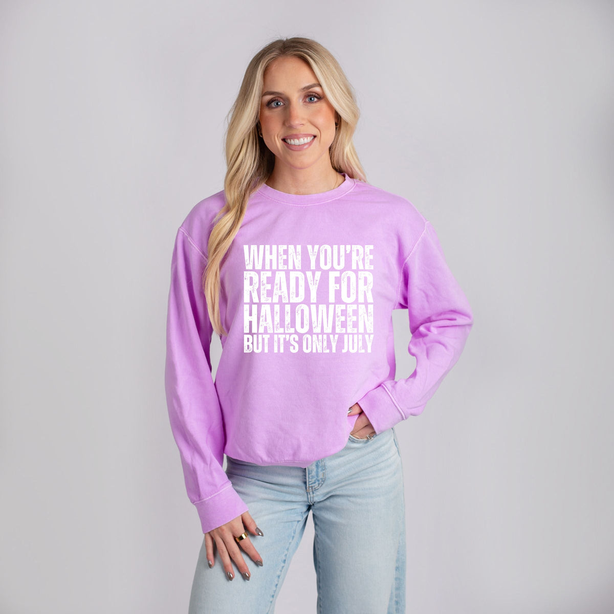 When You're Ready For Halloween - Women's Lightweight Garment Dyed Sweatshirt