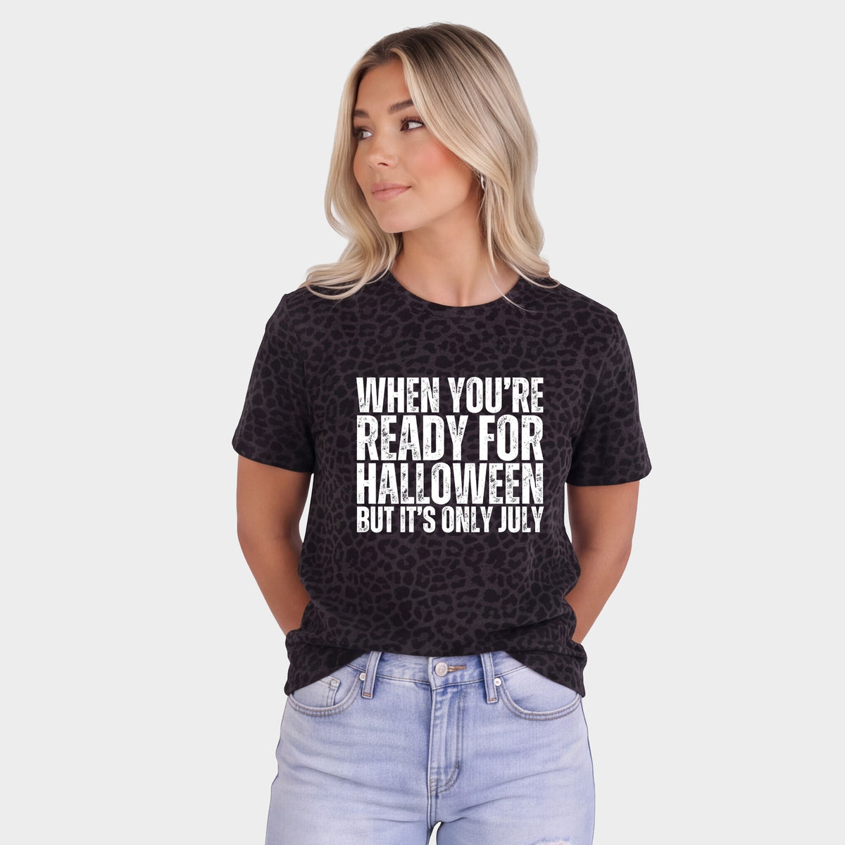 When You're Ready For Halloween - Women's Leopard Print Tee