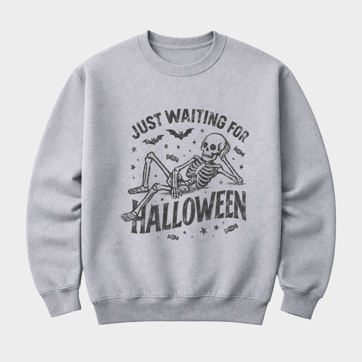 Just Waiting For Halloween Skeleton - Men's Graphic Sweatshirt