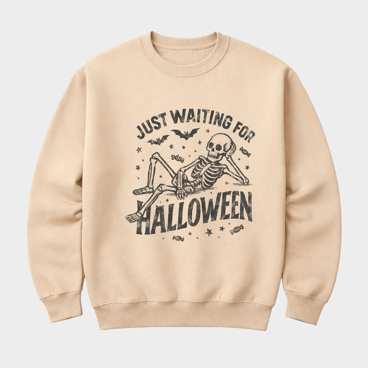 Just Waiting For Halloween Skeleton - Men's Graphic Sweatshirt
