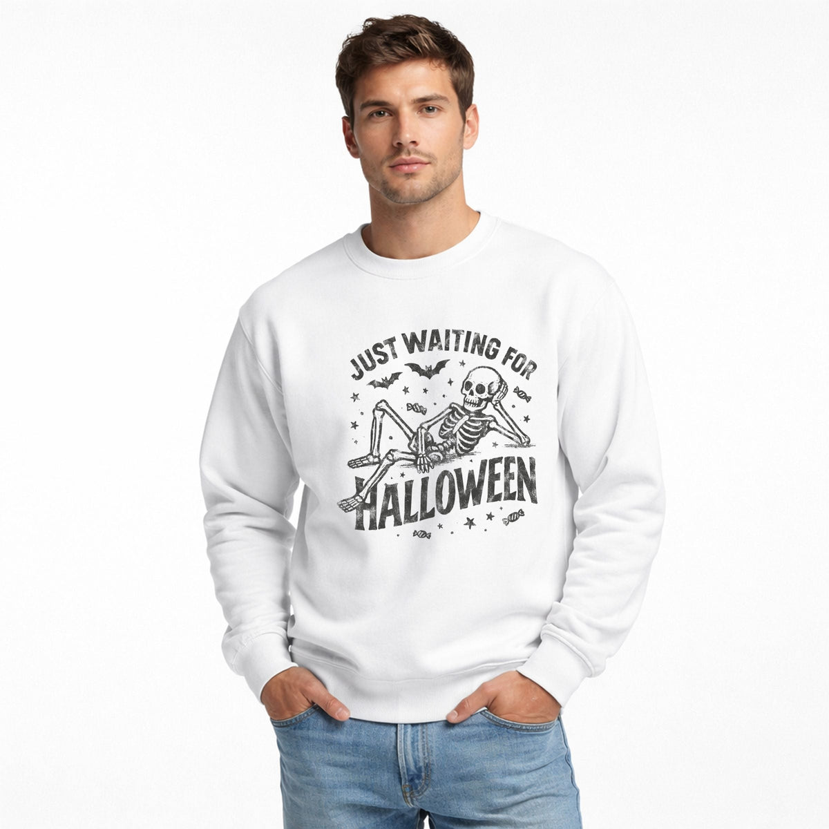 Just Waiting For Halloween Skeleton - Men's Graphic Sweatshirt