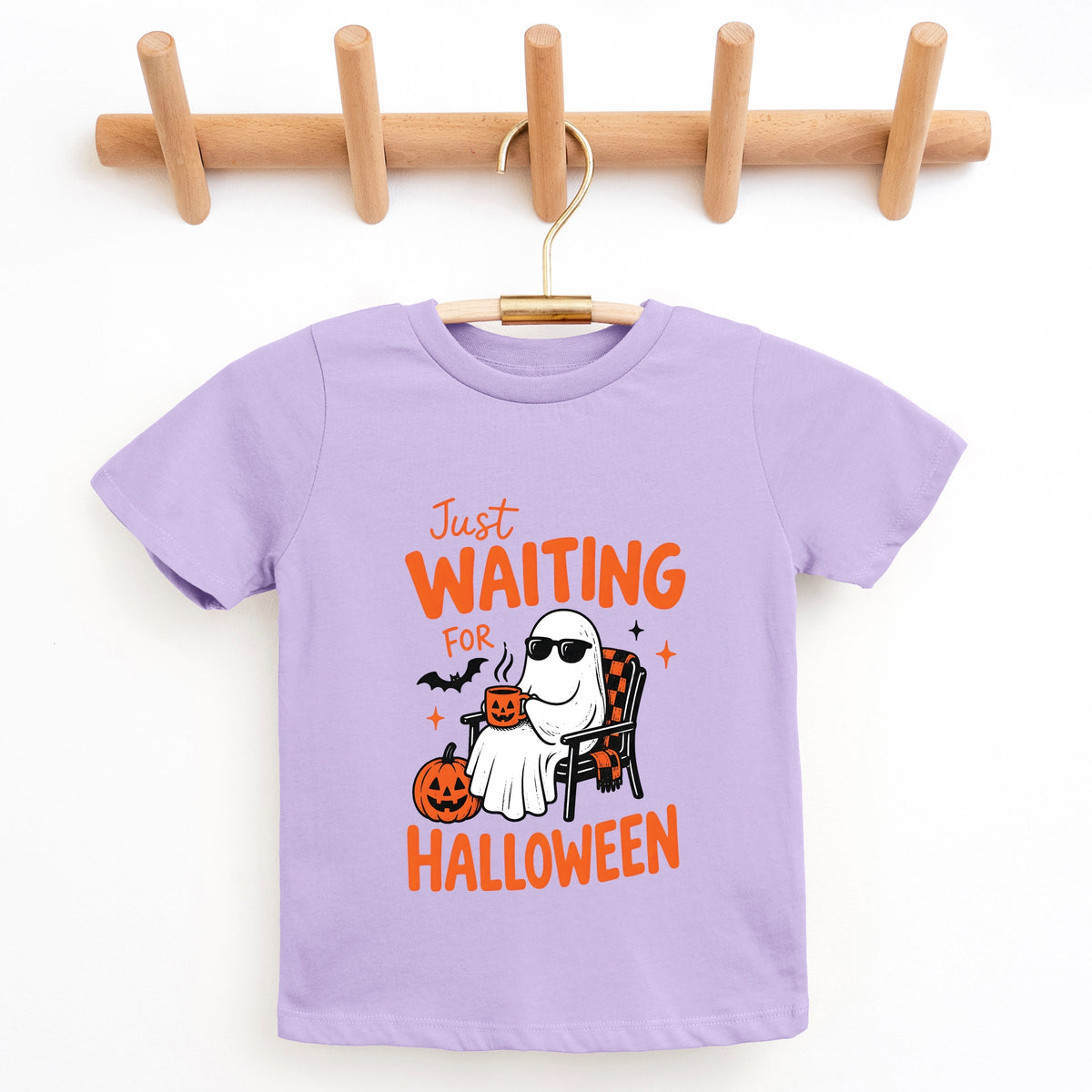 Just Waiting For Halloween Ghost - Youth Short Sleeve Graphic T-Shirt