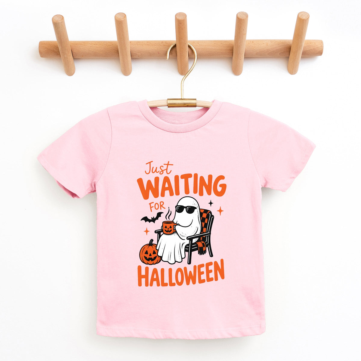 Just Waiting For Halloween Ghost - Youth Short Sleeve Graphic T-Shirt